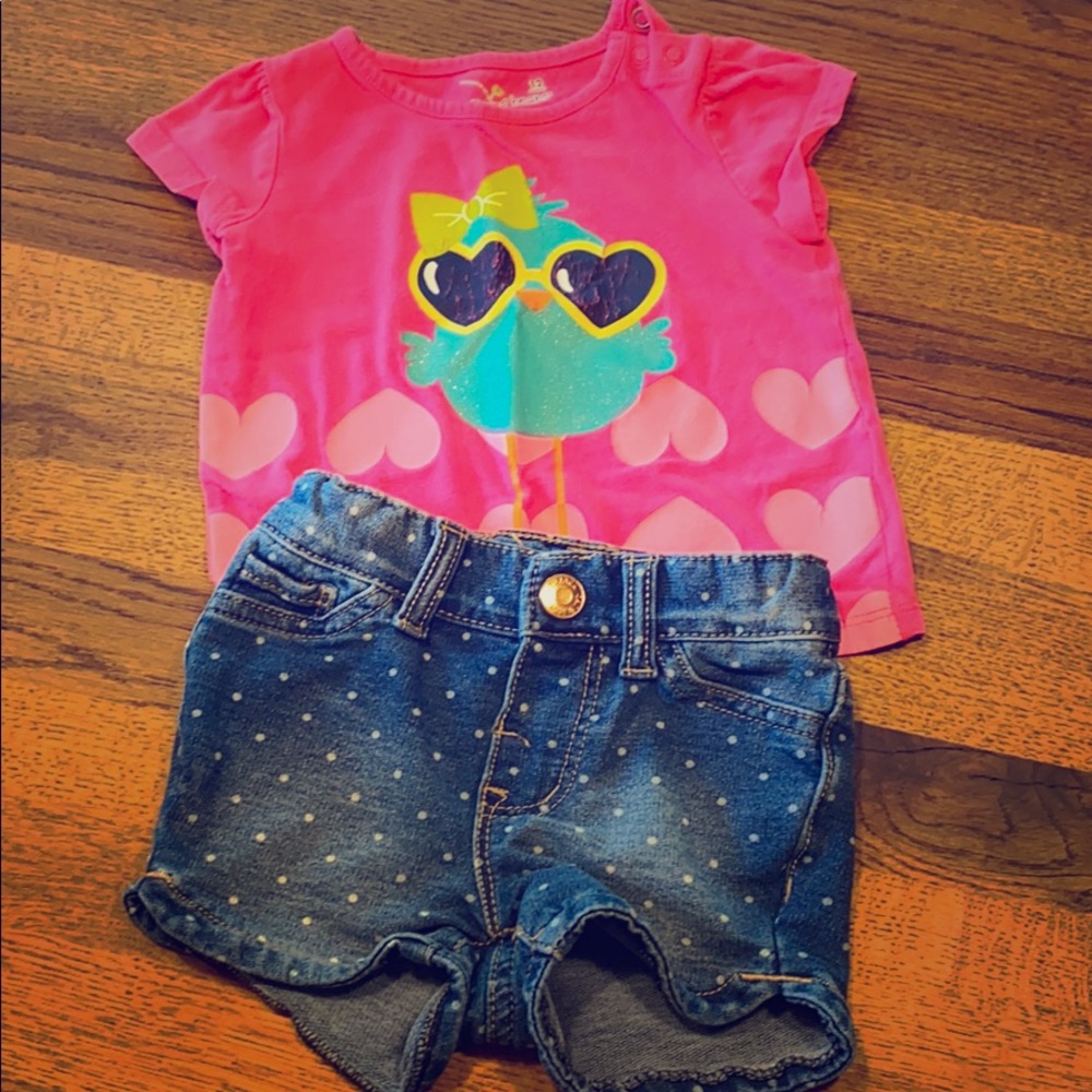 Summer outfit. Top and jean shorts.